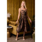 Bustier Leopard Midi Dress With Rhinestone