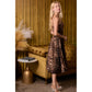 Bustier Leopard Midi Dress With Rhinestone
