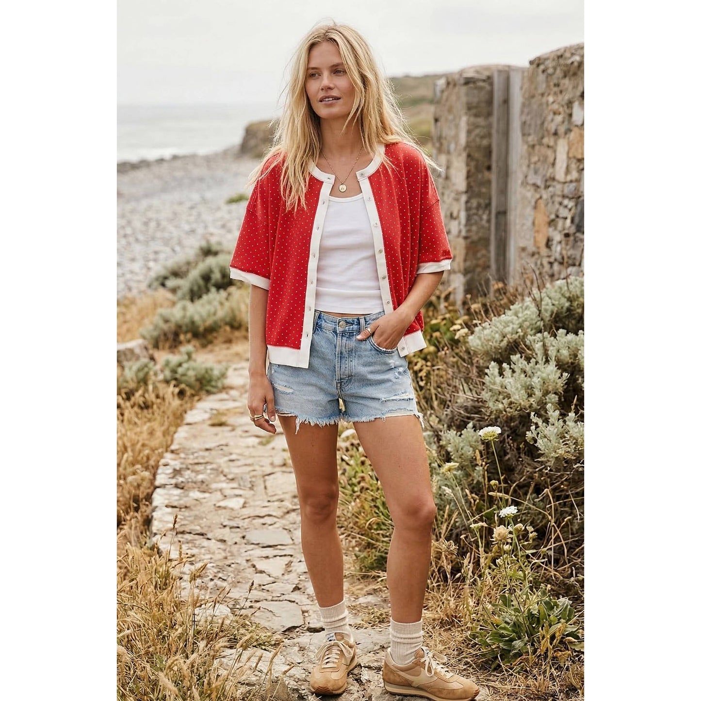 Relaxed Fit Polka Dot Top