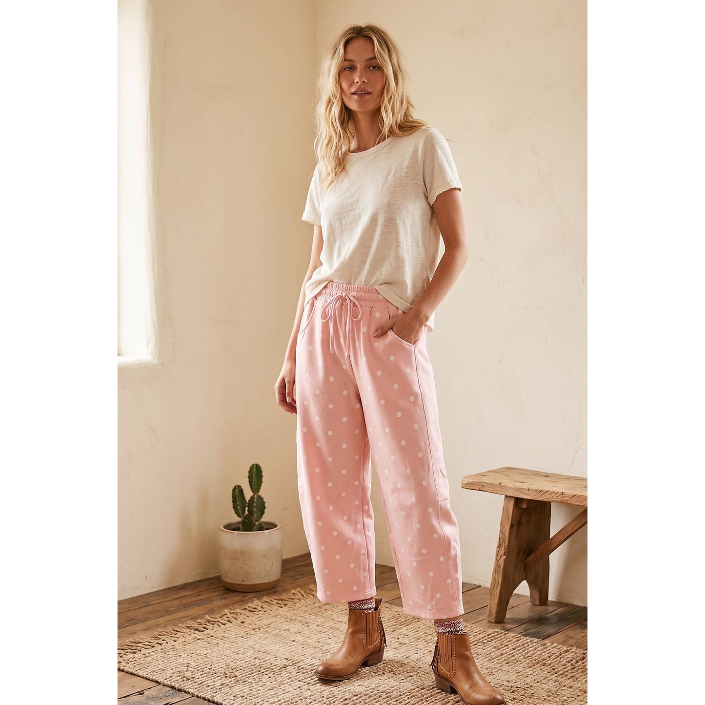Polka Dot Scuba Barrel Pants