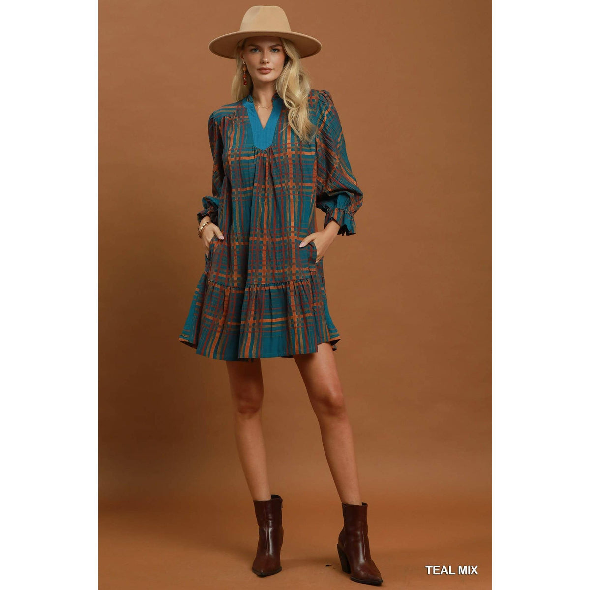 Mix Plaid Tiered Babydoll Dress