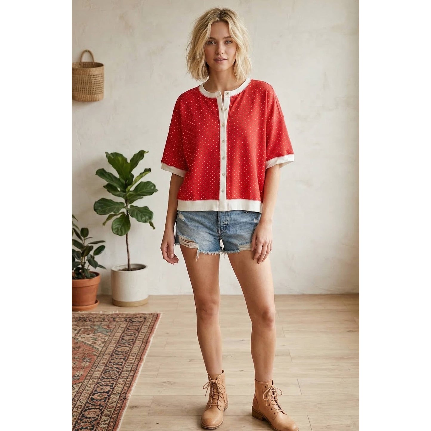 Relaxed Fit Polka Dot Top