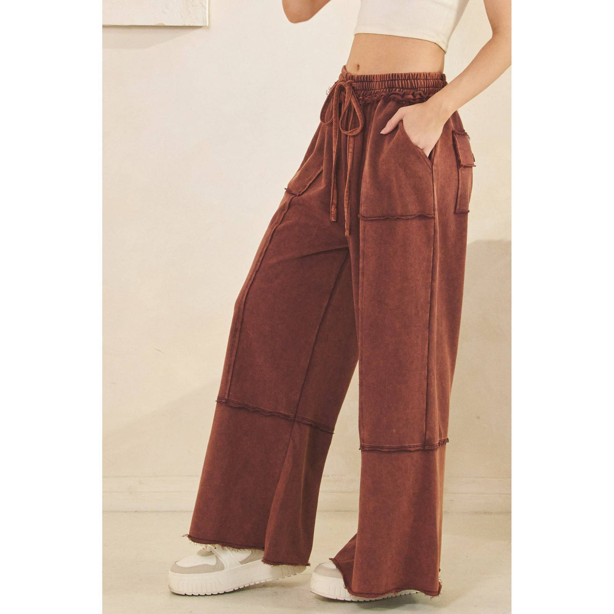 MINERAL WASHED TERRY KNIT PANTS