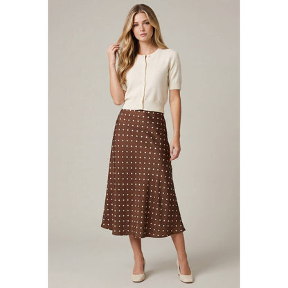 Polka Dot Print Midi Skirt