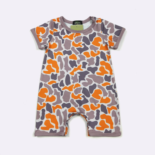 Orange Camo Boy Romper