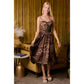Bustier Leopard Midi Dress With Rhinestone