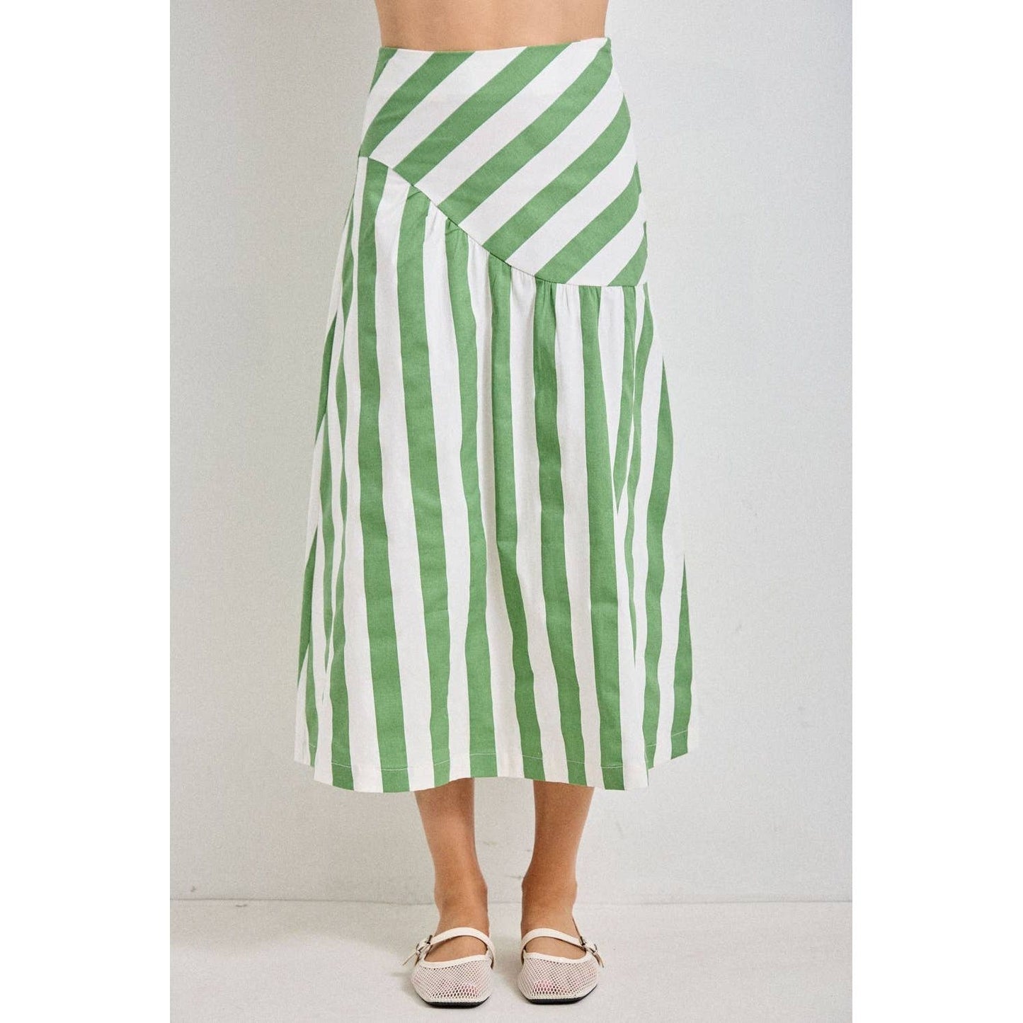 PLUS STRIPED MIDI SKIRT