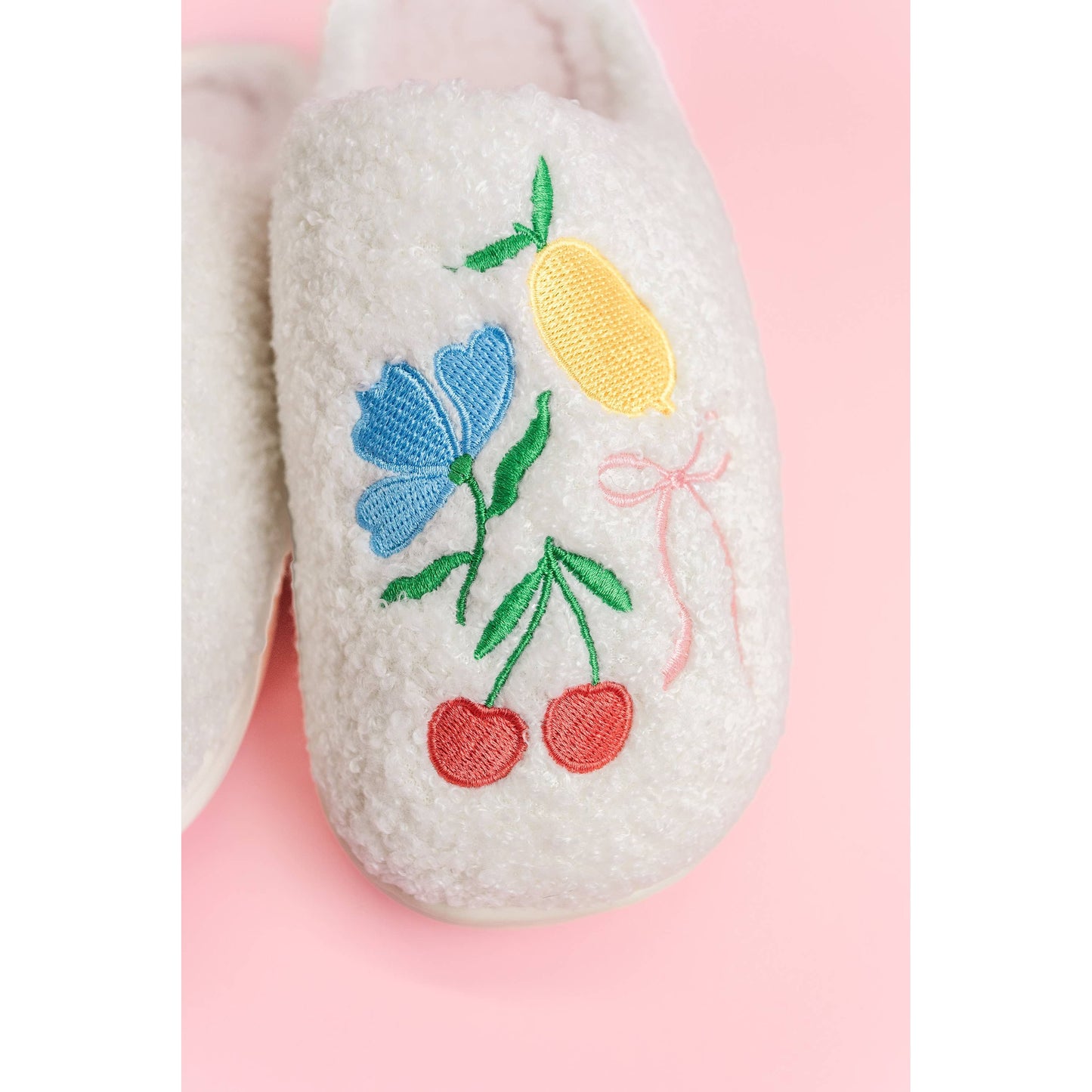 Fruit Cocktail Embroidery Slippers