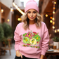 I'm Not Going Mean Green Retro Holiday Pink Crewneck