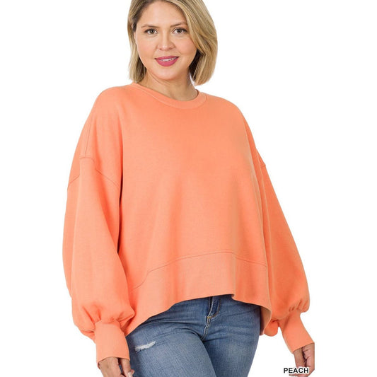 zenana brand puff sleeve plus size sweatshirt