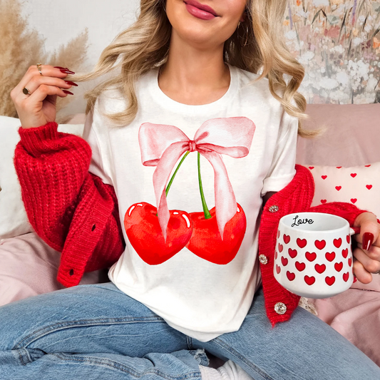 Soft Coquette Bow Cherry Tee