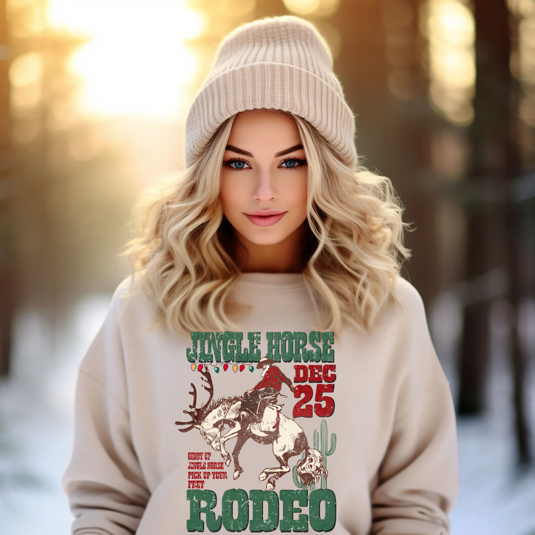 Jingle horse Christmas rodeo crewneck 