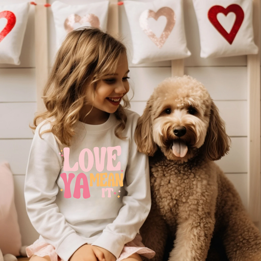 kids valentines love ya mean it tshirt