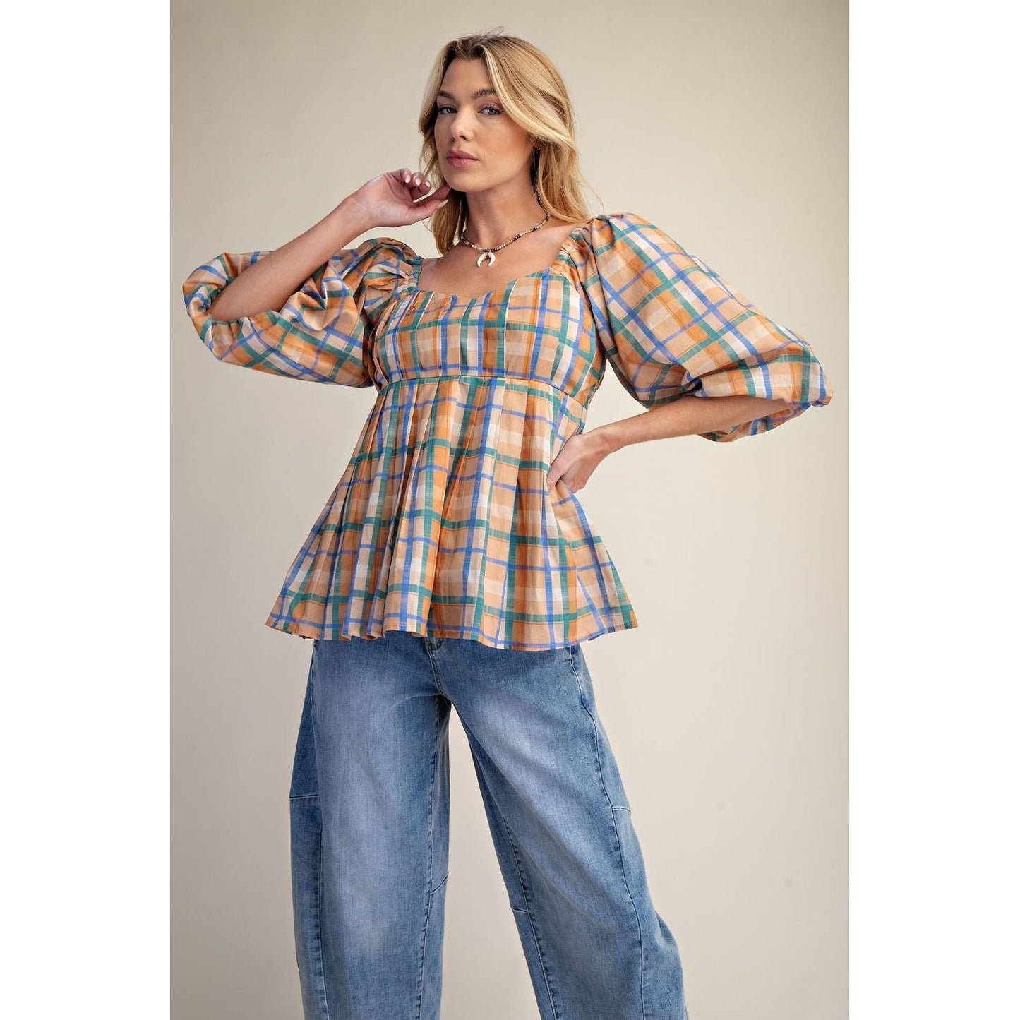 PLAID ORGANZA BABYDOLL