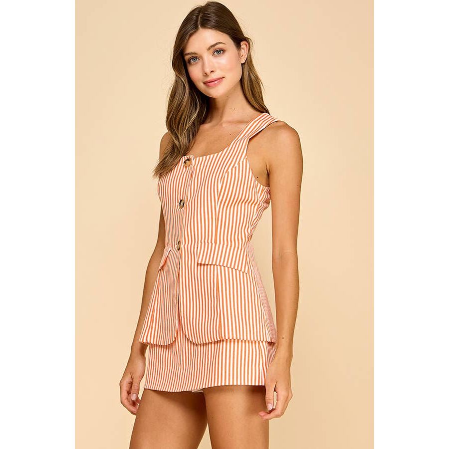Round Neckline sleeveless Romper