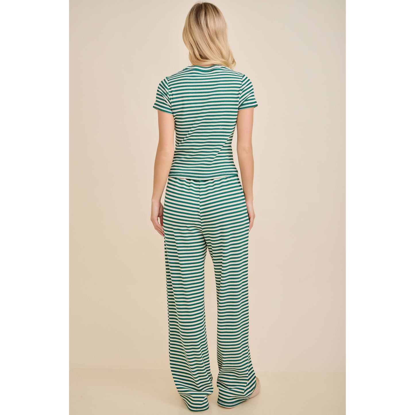 Rib Stripe Matching Pants Set