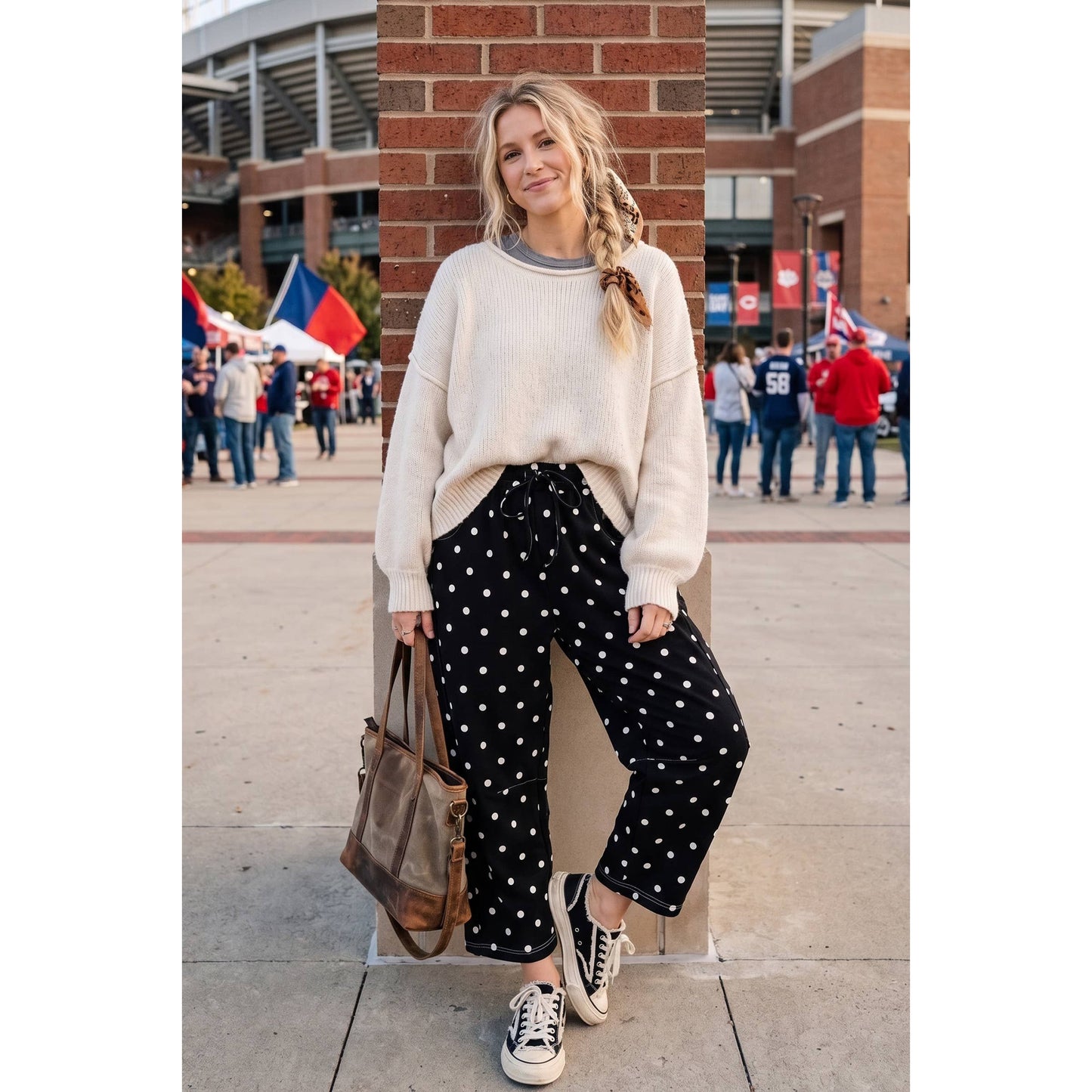 Polka Dot Scuba Barrel Pants