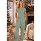 Rib Stripe Matching Pants Set