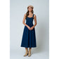 CORSET SEAM DETAIL DENIM MIDI DRESS