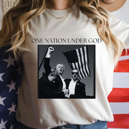 one nation under god light grey tshirt