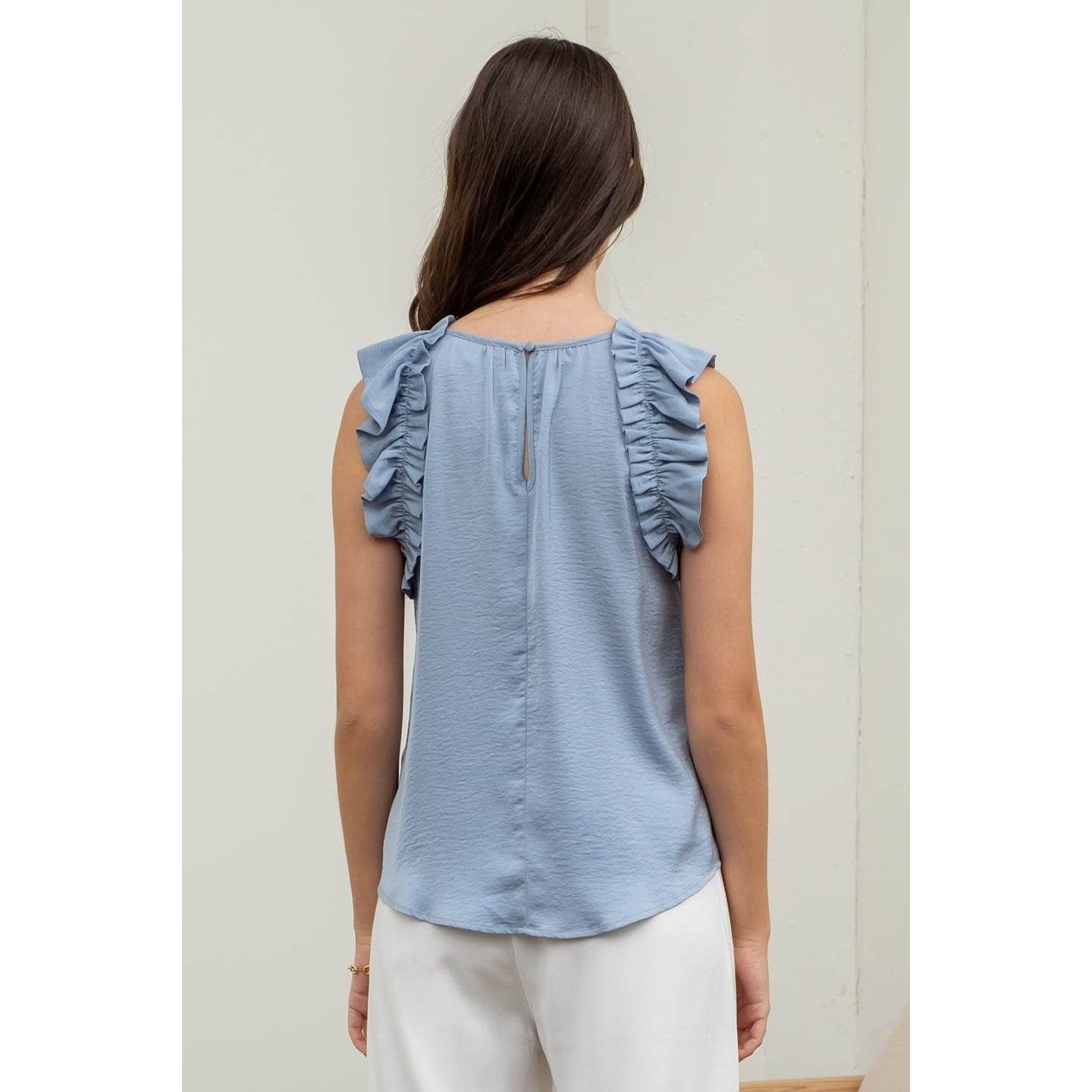 RUFFLE TRIM BLOUSE