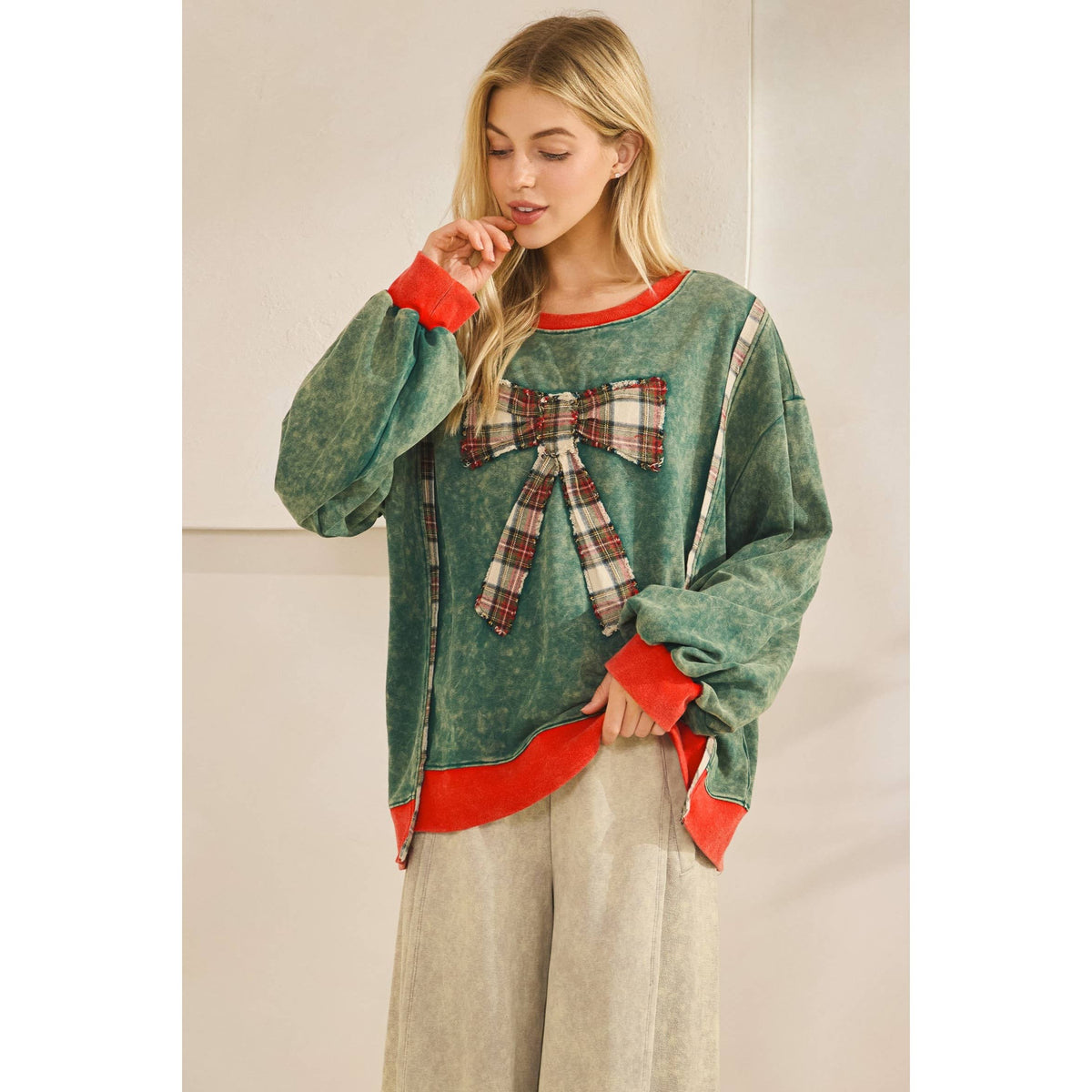 THE MERRY MINERAL-WASH BOW PULLOVER