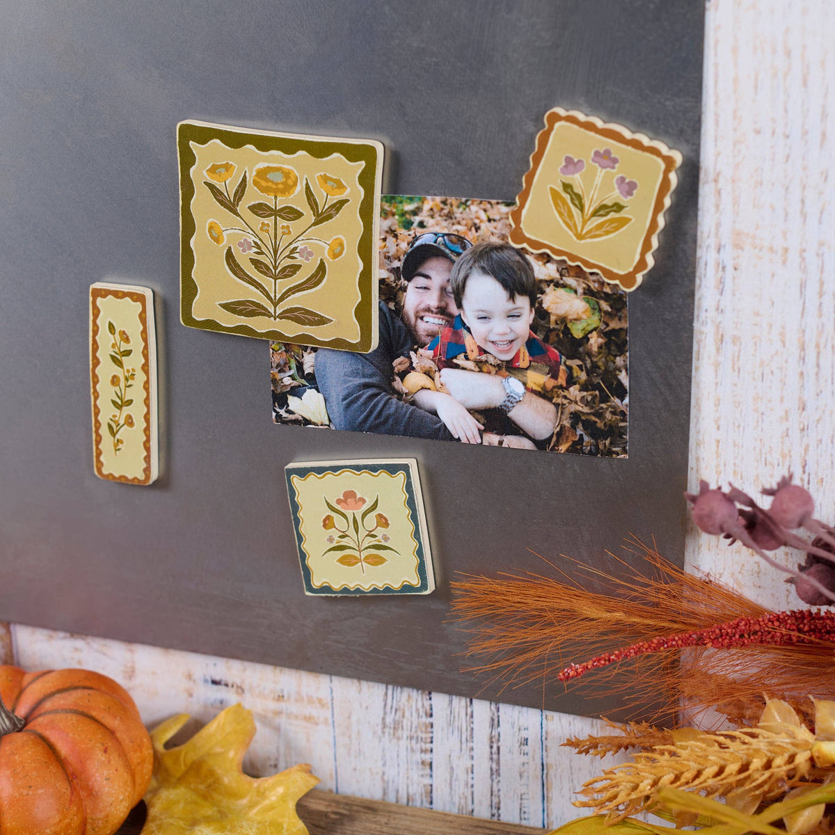 Fall Folk Floral Magnet Set