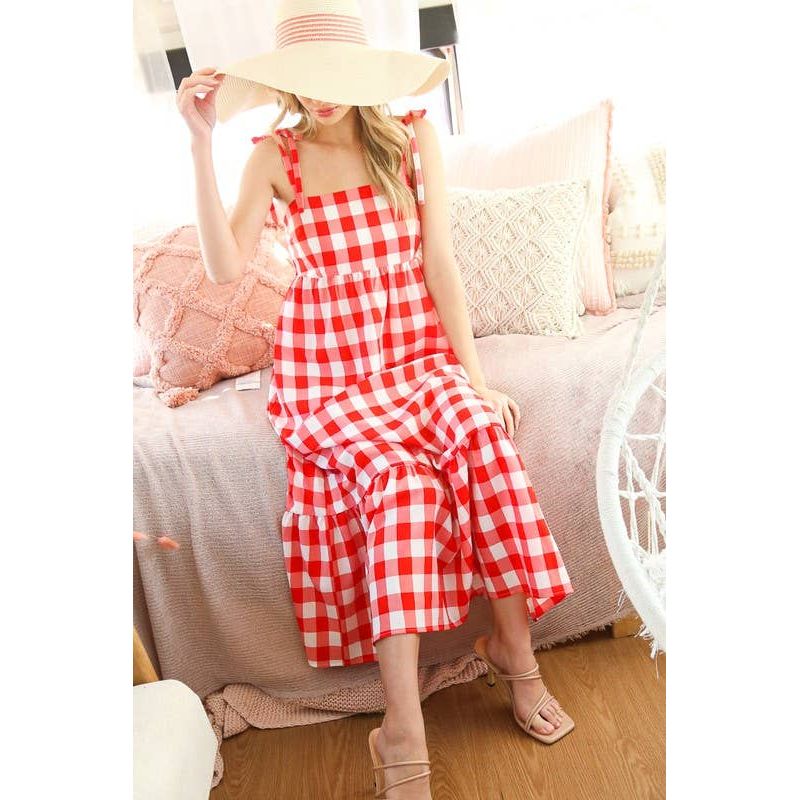 Gingham Ruffled Maxi Dress