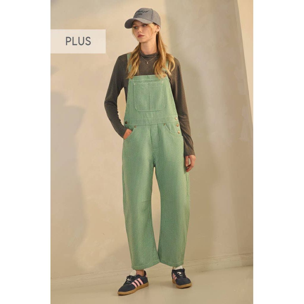 Plus Pinstriped Barrel-leg Overalls