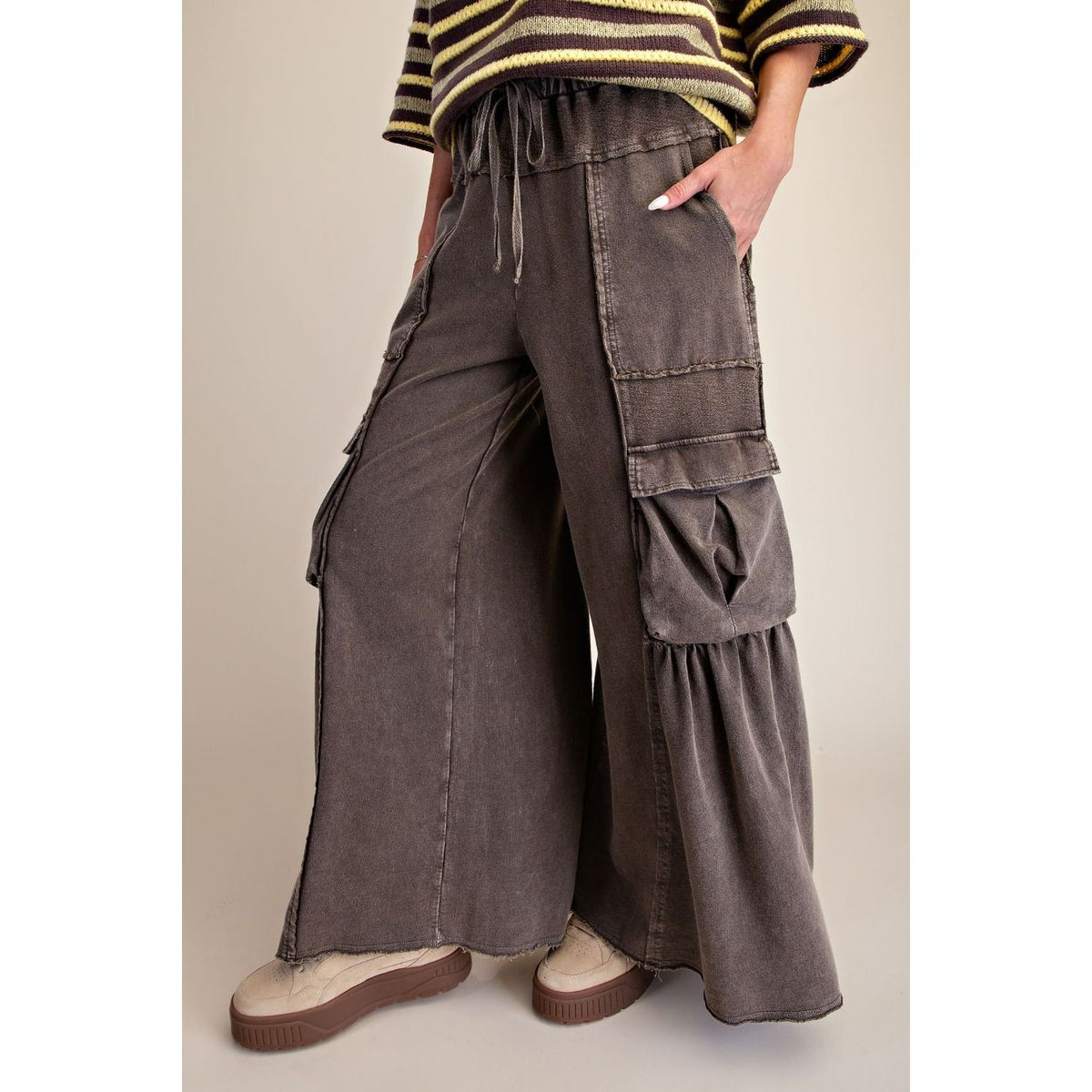 PLUS MINERAL WASHED KNIT PANTS