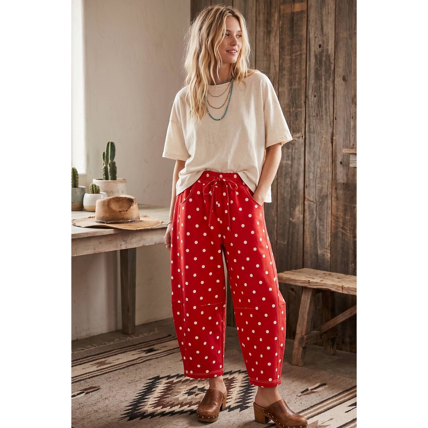 Polka Dot Scuba Barrel Pants