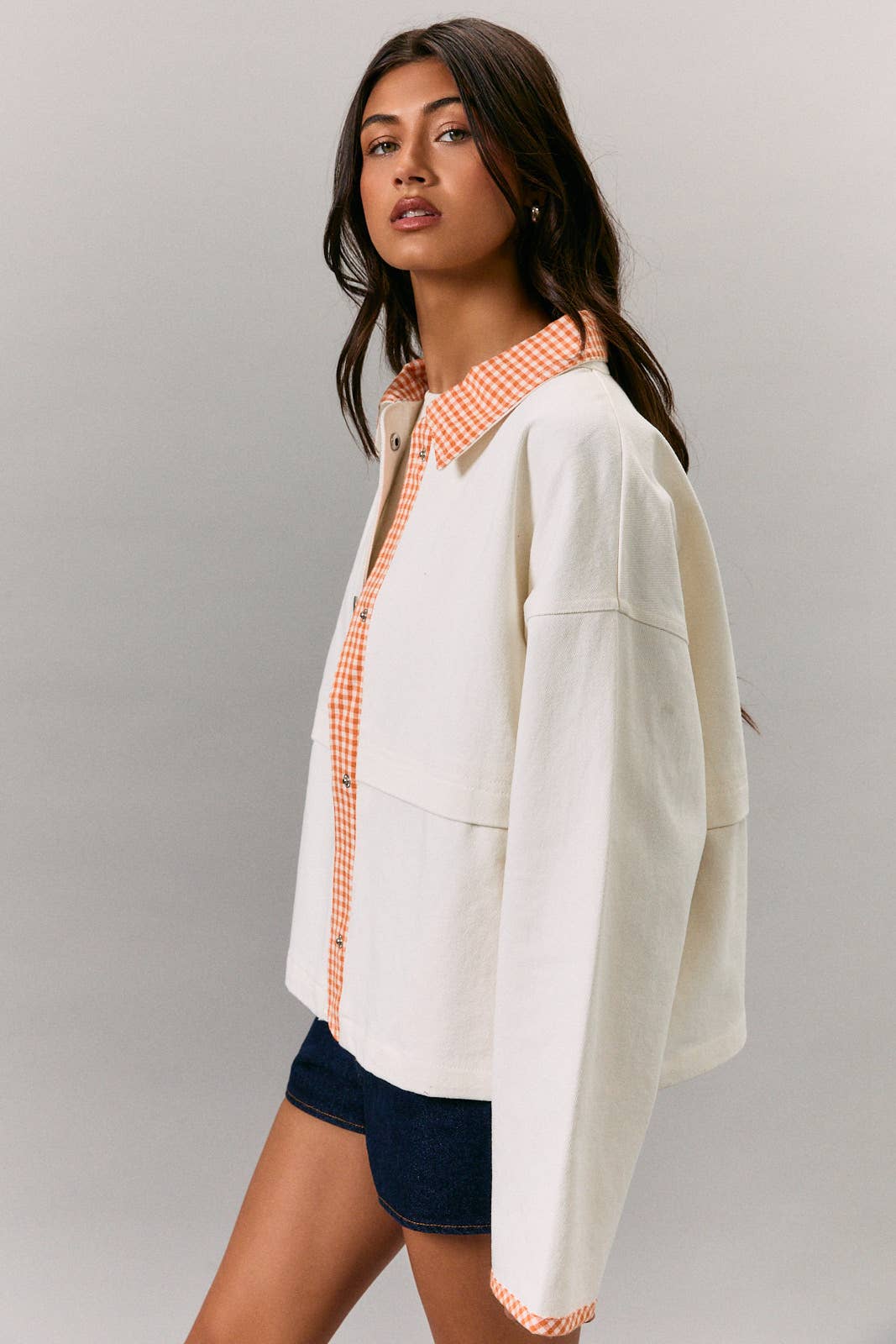 Orange Gingham Barn Jacket