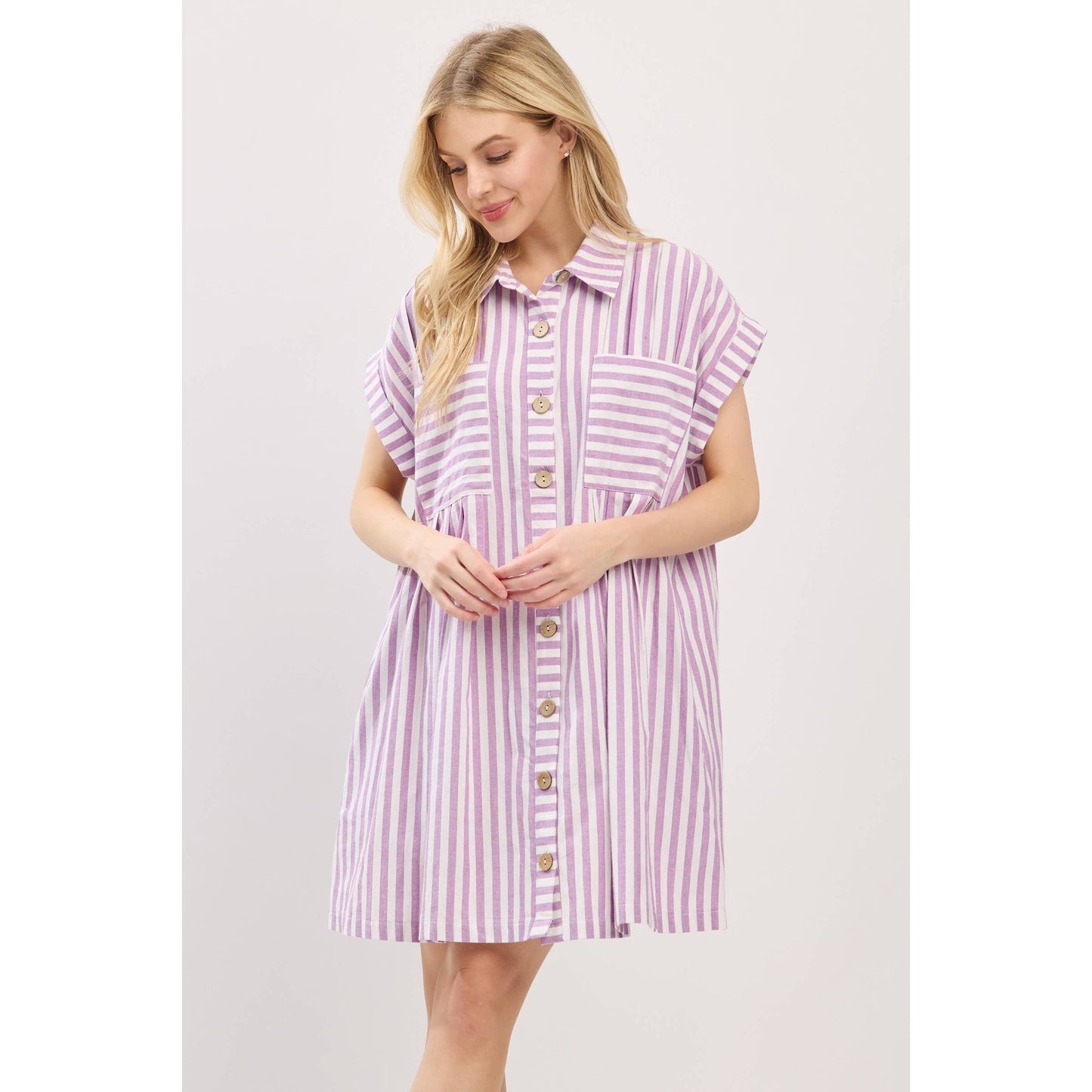 COTTON STRIPED TUNIC DRESS