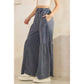 WASHED TIERED WIDE-LEG DRAWSTRING PANTS
