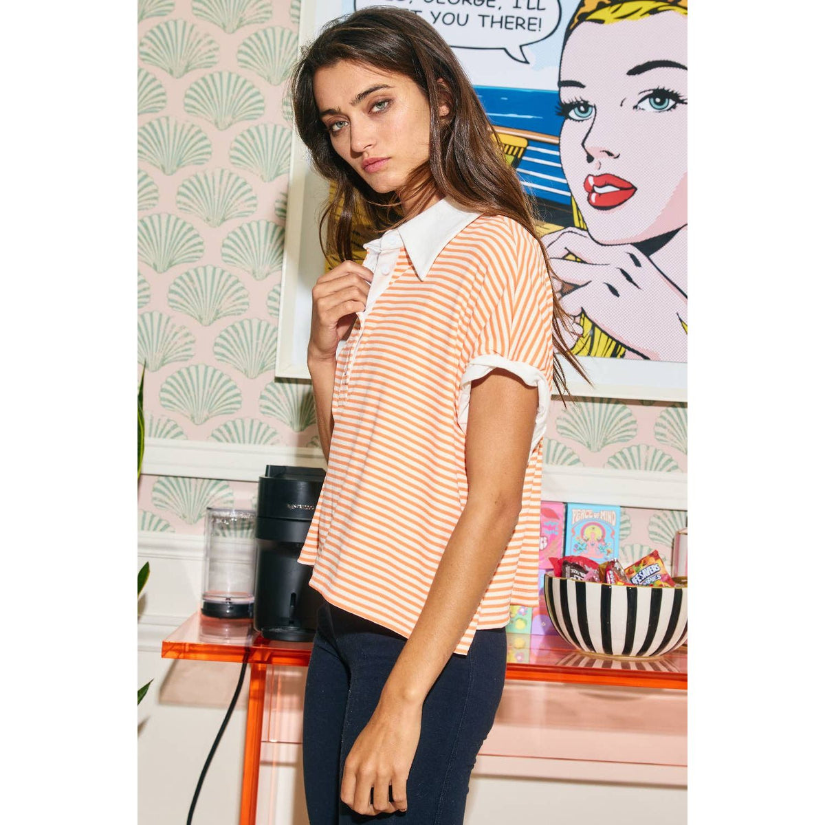 Stripe Print Crop Top