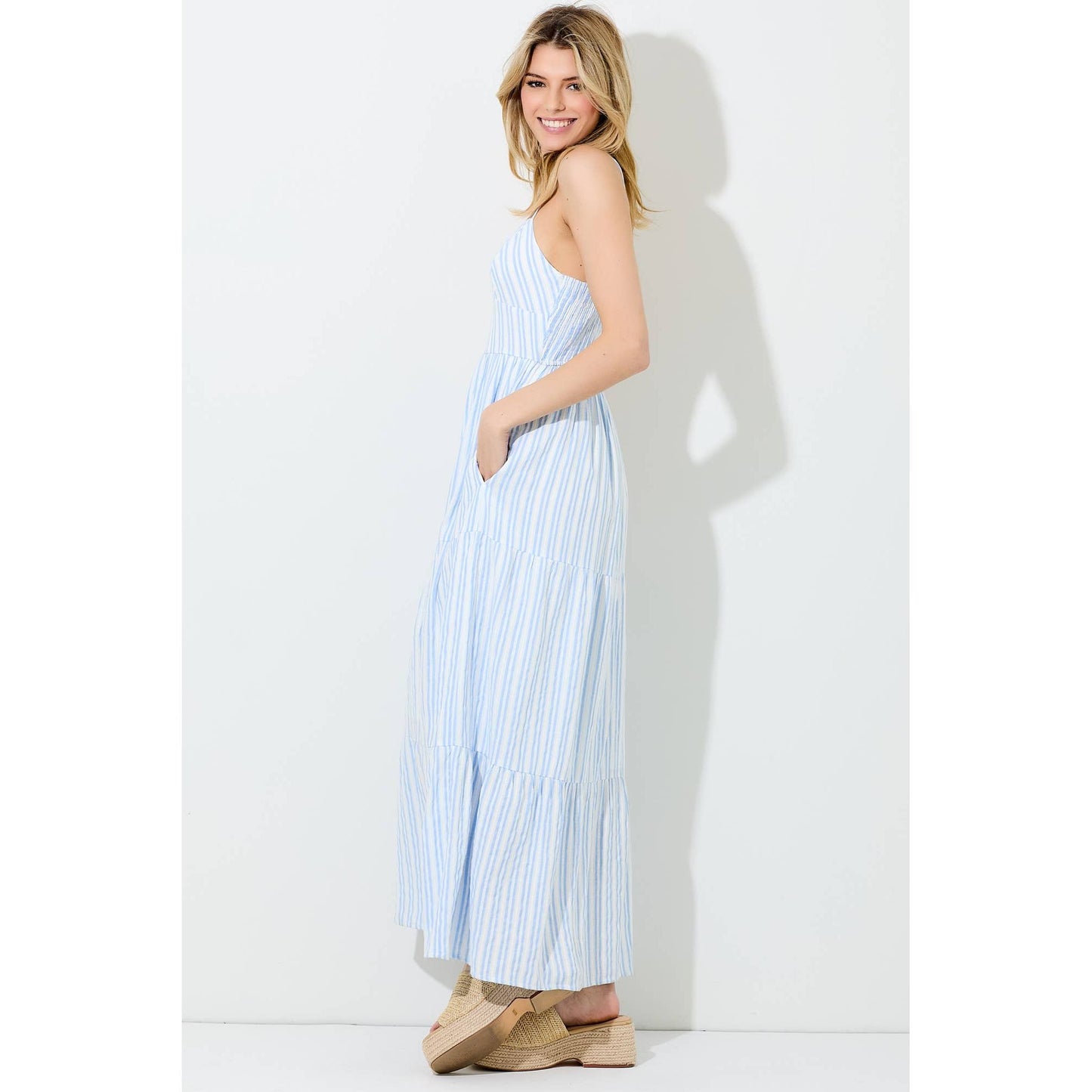 PINSTRIP MAXI DRESS