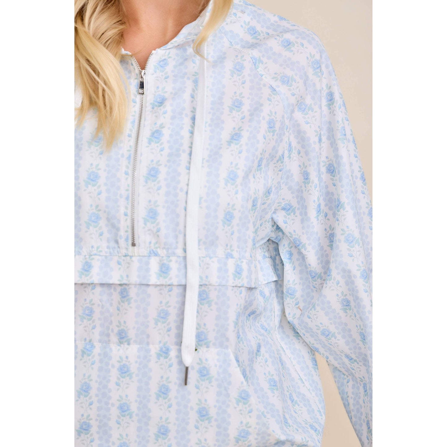 Vintage Floral Hooded Windbreaker