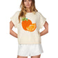 Orange Print Knit Sweater Top