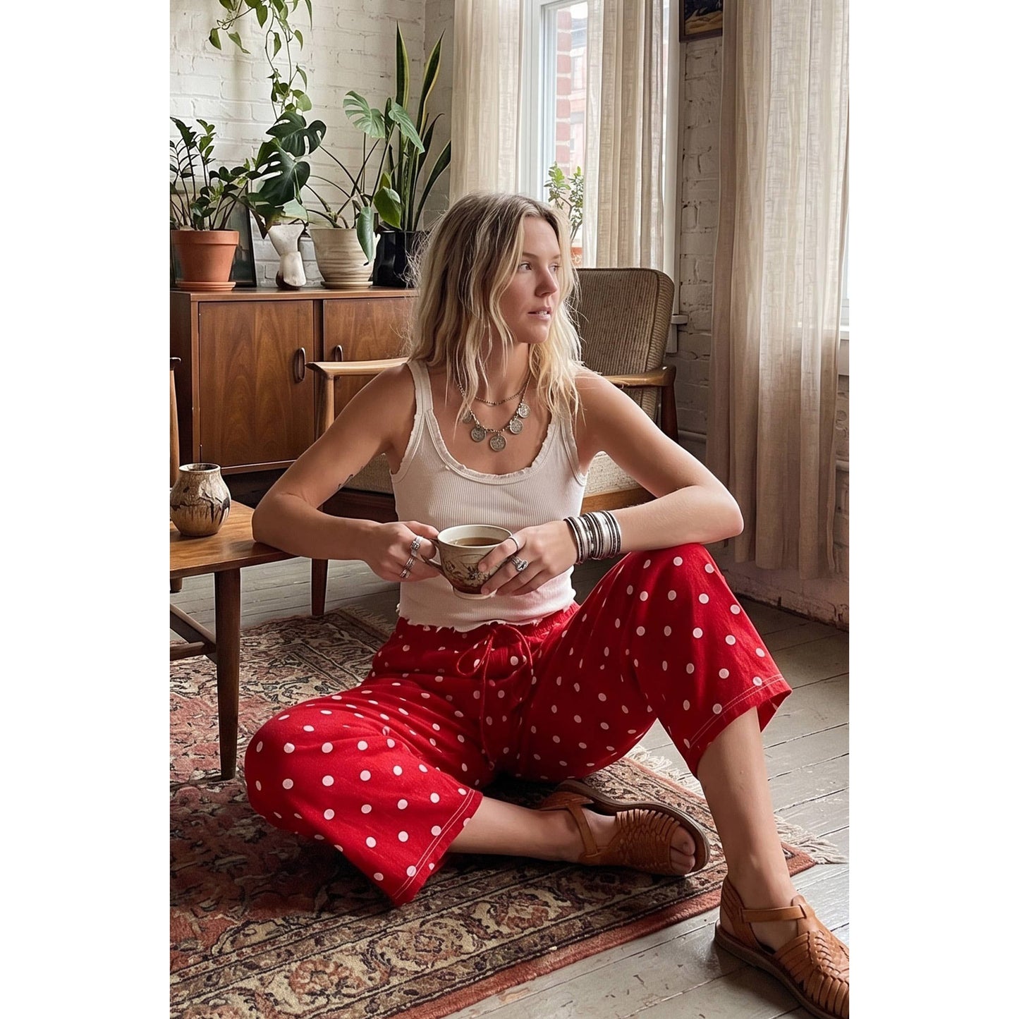 Polka Dot Scuba Barrel Pants