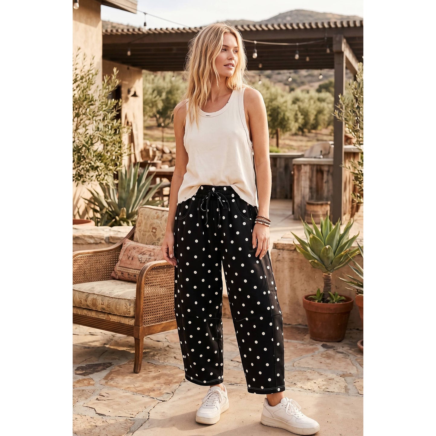 Polka Dot Scuba Barrel Pants