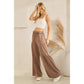 WASHED TIERED WIDE-LEG DRAWSTRING PANTS