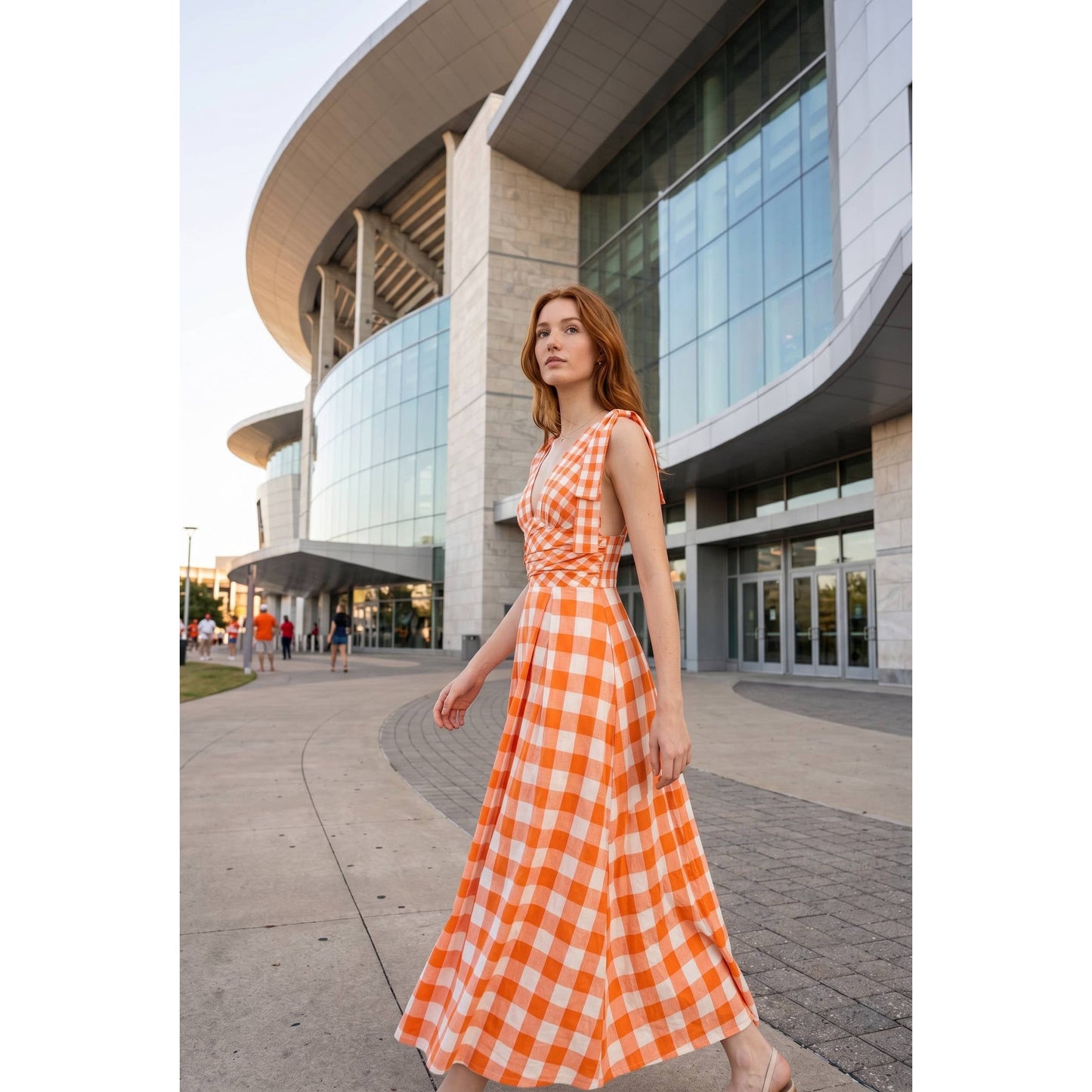 Orange Gingham Maxi Dress
