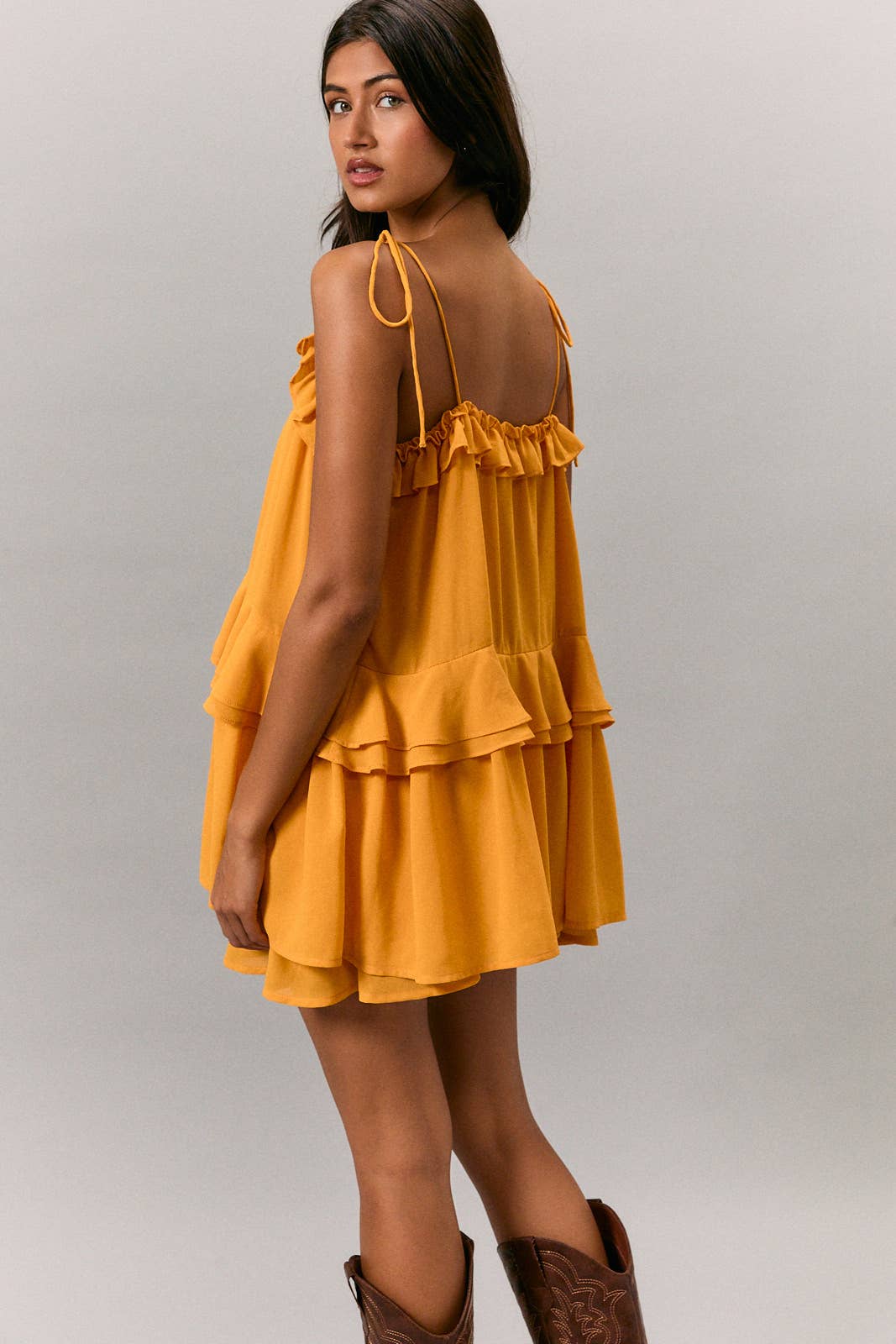 RUFFLE  TIE FLARE ROMPER