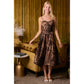 Bustier Leopard Midi Dress With Rhinestone