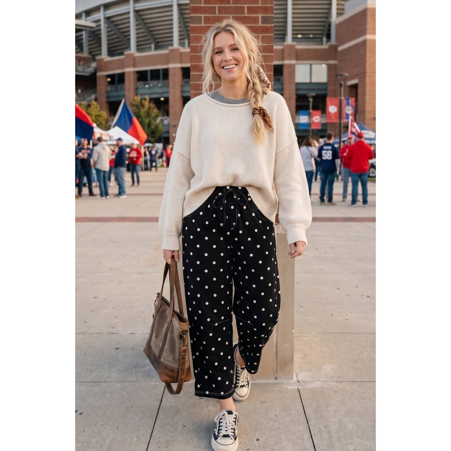 Polka Dot Scuba Barrel Pants