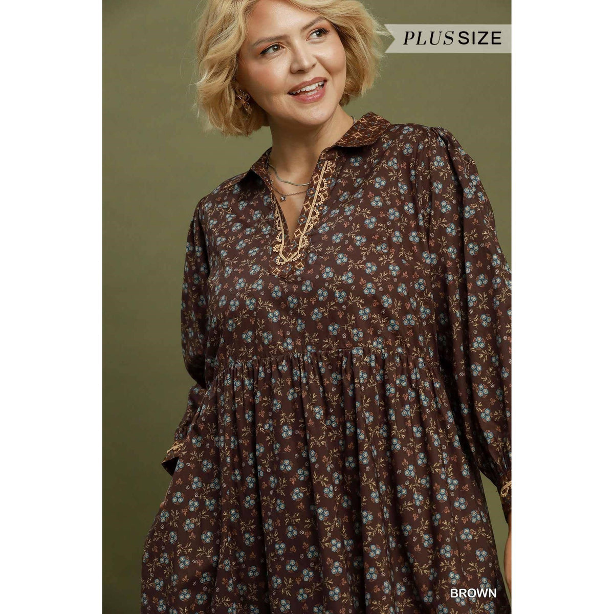 Plus Floral Mix Print Midi Dress