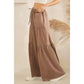 WASHED TIERED WIDE-LEG DRAWSTRING PANTS