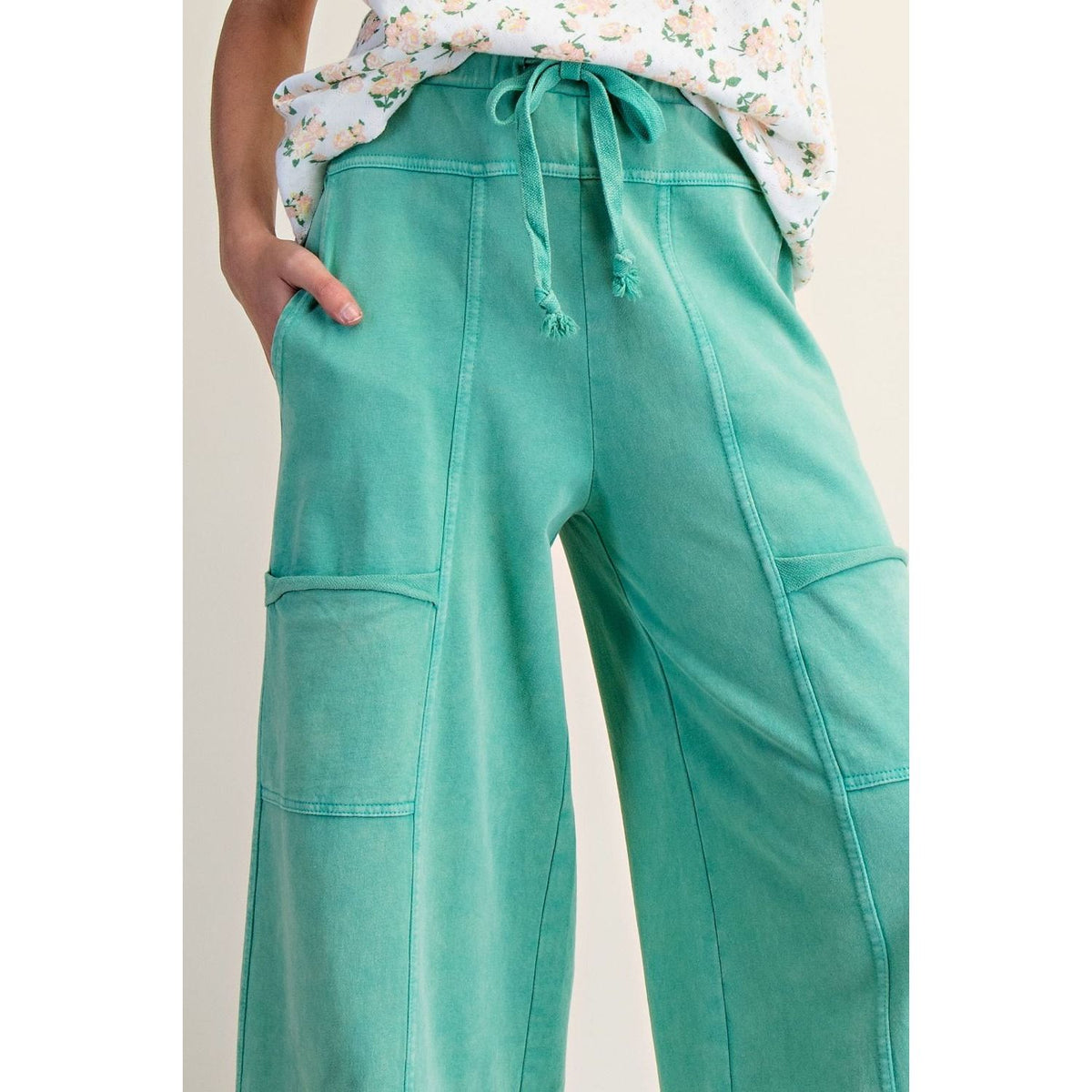 MINERAL WASHED TERRY KNIT PANTS