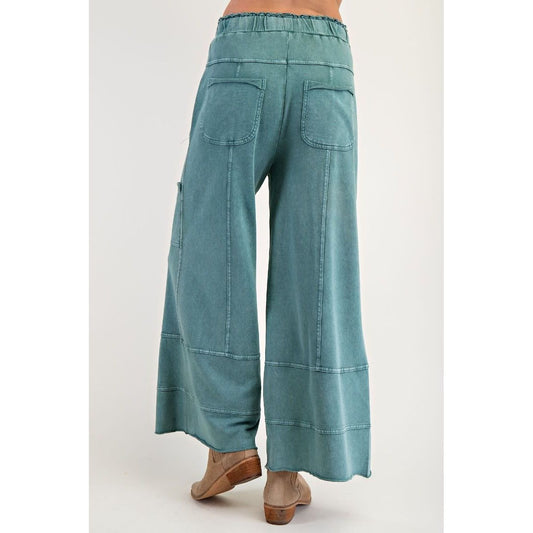 PLUS SIZE-MINERAL WASHED TERRY KNIT PANTS
