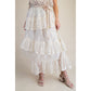 MESH LACE TIERED MAXI SKIRT